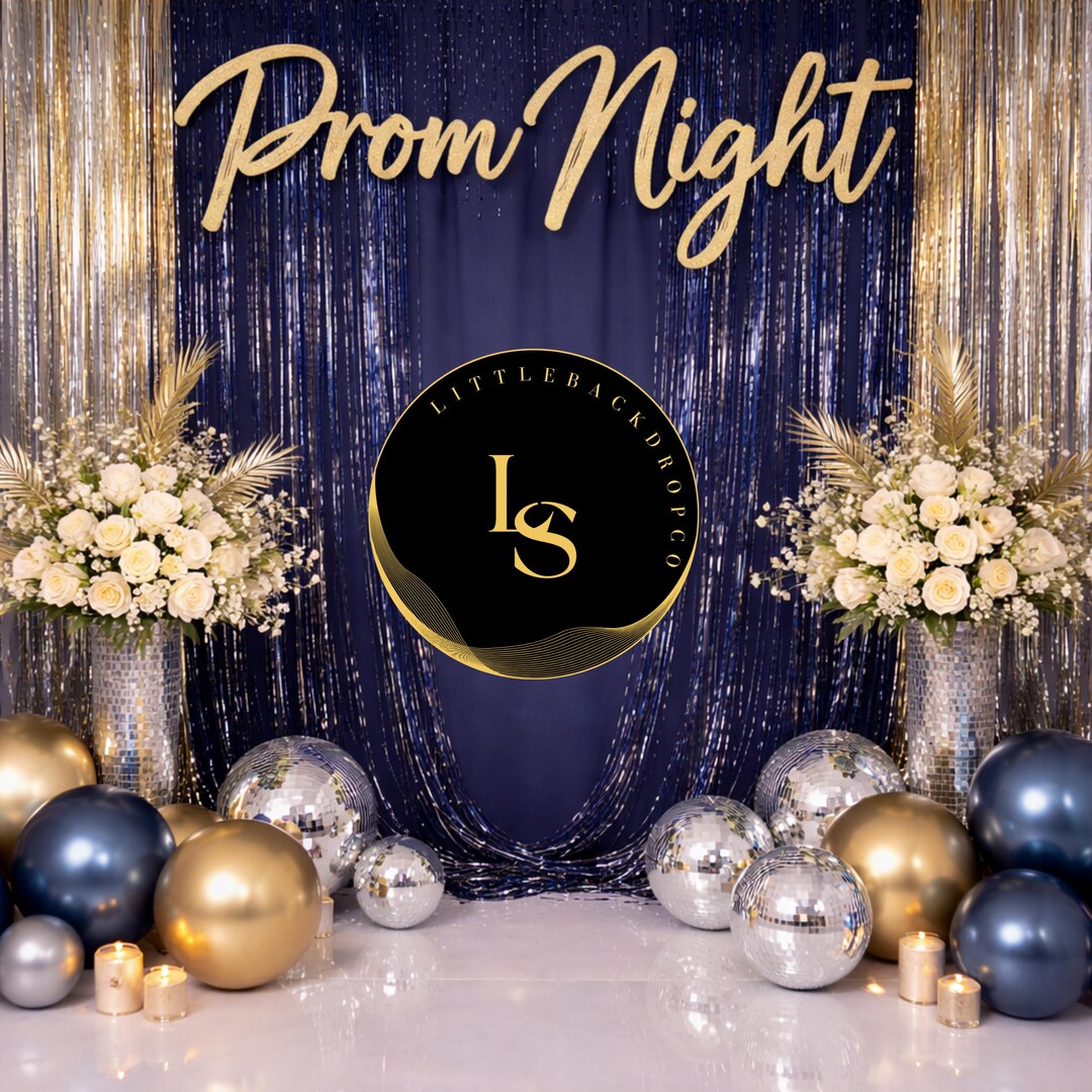 Prom Night Digital Backdrop PNG, Blue Gold Prom Sendoff Background ...