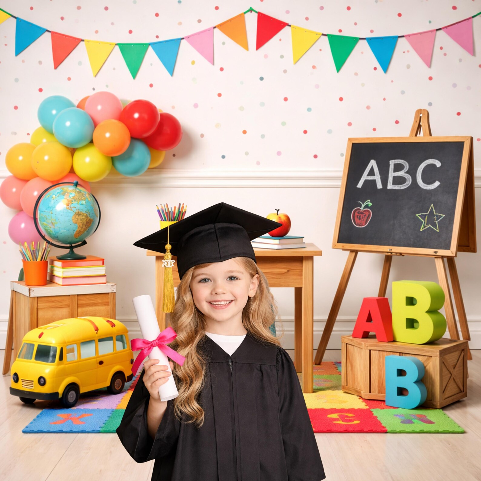 Graduation Backdrop Digital, Back to School Backdrop, Preschool ...