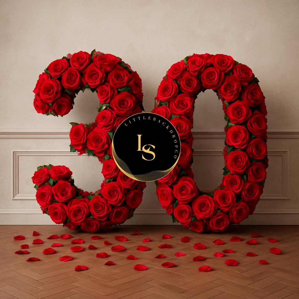 Red Rose Number 30 Digital Backdrop, Anniversary or Birthday (PNG) - Etsy