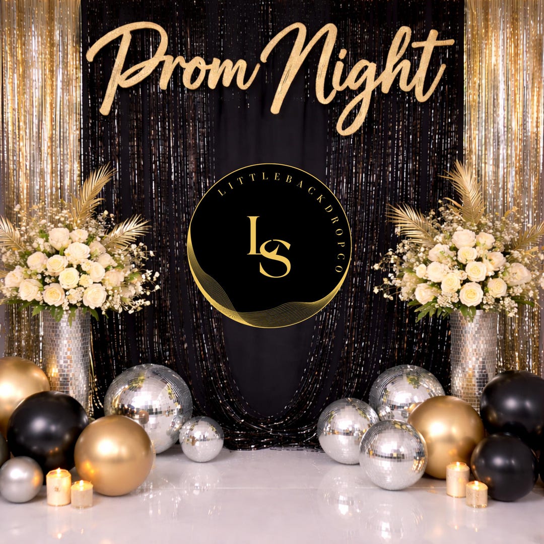 Js Prom Program Backdrop Prom Night Digital Backdrop PNG, Black Gold Prom Sendoff Background ...