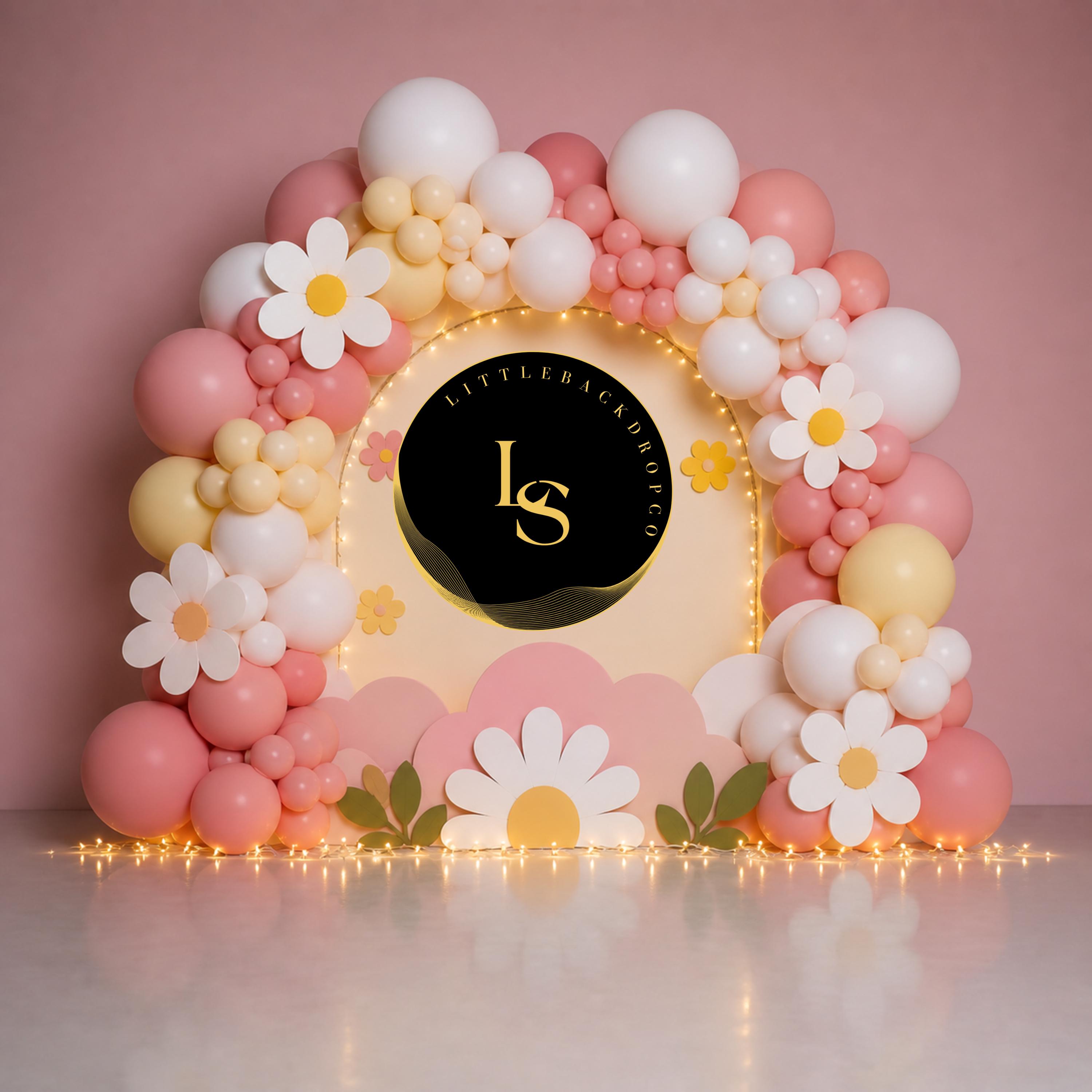 Pastel Daisy Digital Backdrop PNG, Pink Party Photo Background, 1 PNG ...