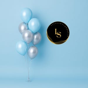 Blue and Silver Balloons Digital Backdrop -  Birthday Party Photography Background, Elegant Event Photo Prop ,Photography Backdrop
