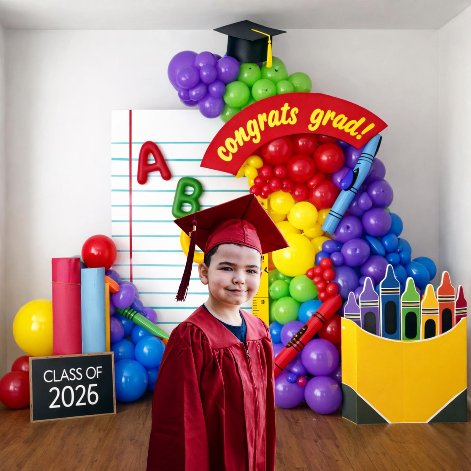 Abc Rentals Backdrop Graduation Backdrop 2026, ABC Preschool Grad Photo Booth, Rainbow ...
