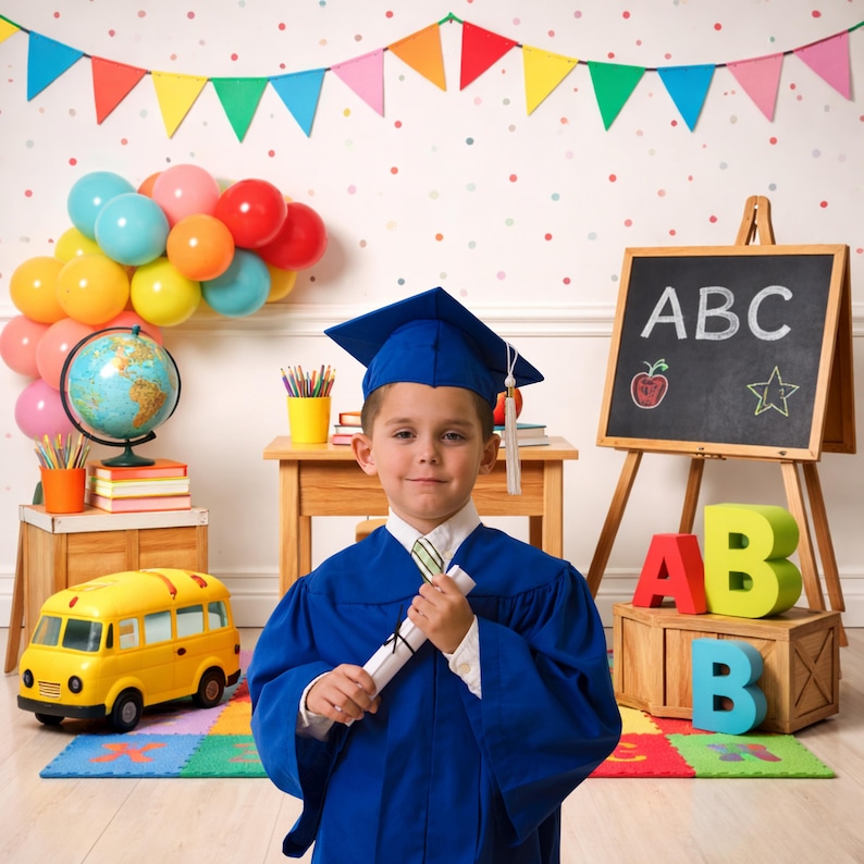 Graduation Backdrop Digital, Back to School Backdrop, Preschool ...