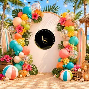 Tropisk Luau-bakgrund PNG, sommarfödelsedagsfestbakgrund, strandfestfotobakgrund, hawaiisk babyshowerdekor