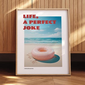 Rolig strandflytande-tryck: Retro pastell kustväggkonst (digital nedladdning)