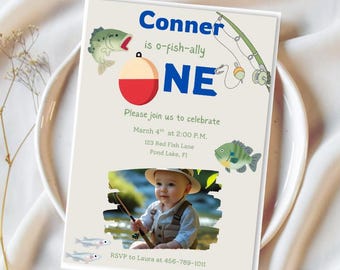Ofishally One fishing first birthday invite the big one fishing birthday ofishally fishing party first birthday invitation 1st birthday
