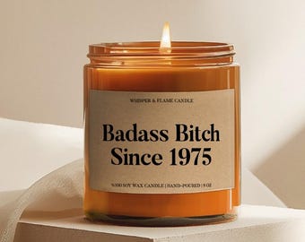 Funny 50th Birthday Gift, Badass Bitch Since 1975, Funny Birthday Candle, Sister Birthday Gift, 50 Birthday Gift For Friend