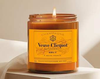 Veuve Clicquot Candle: Upcycled Bottle - Soy Wax, Luxury Home Decor