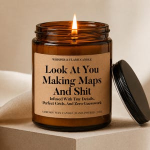 Funny Cartographer Candle, GIS Analyst, GIS Specialist, Map Maker, Cartography, Geospatial Surveyor, Unique Christmas Gift