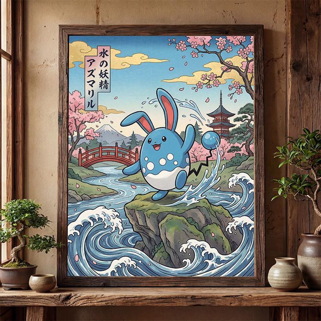 Azumarill Fan Art Poster – Pokemon Inspired Wall Art Print Decor ...