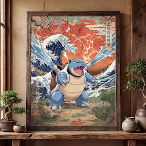Blastoise fan art poster – pokemon wall art print decor (digital download)