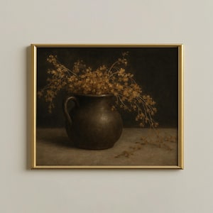 Rustic Dark Floral Autumn Painting, Moody Warm French Country Cottage Botanical Wall Decor, Download Digital PRINTABLE, CharterHouseCo 2-1