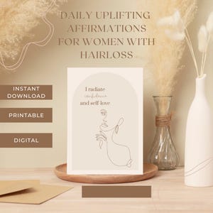 Printable Affirmation Cards for Hair Loss | Alopecia Support for Women | Bald Self-Love | Daily Confidence | Minimalist Healing PDF