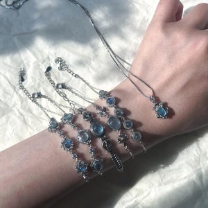 Moonstone & Aquamarine Bracelet Set: Healing Crystal Jewelry