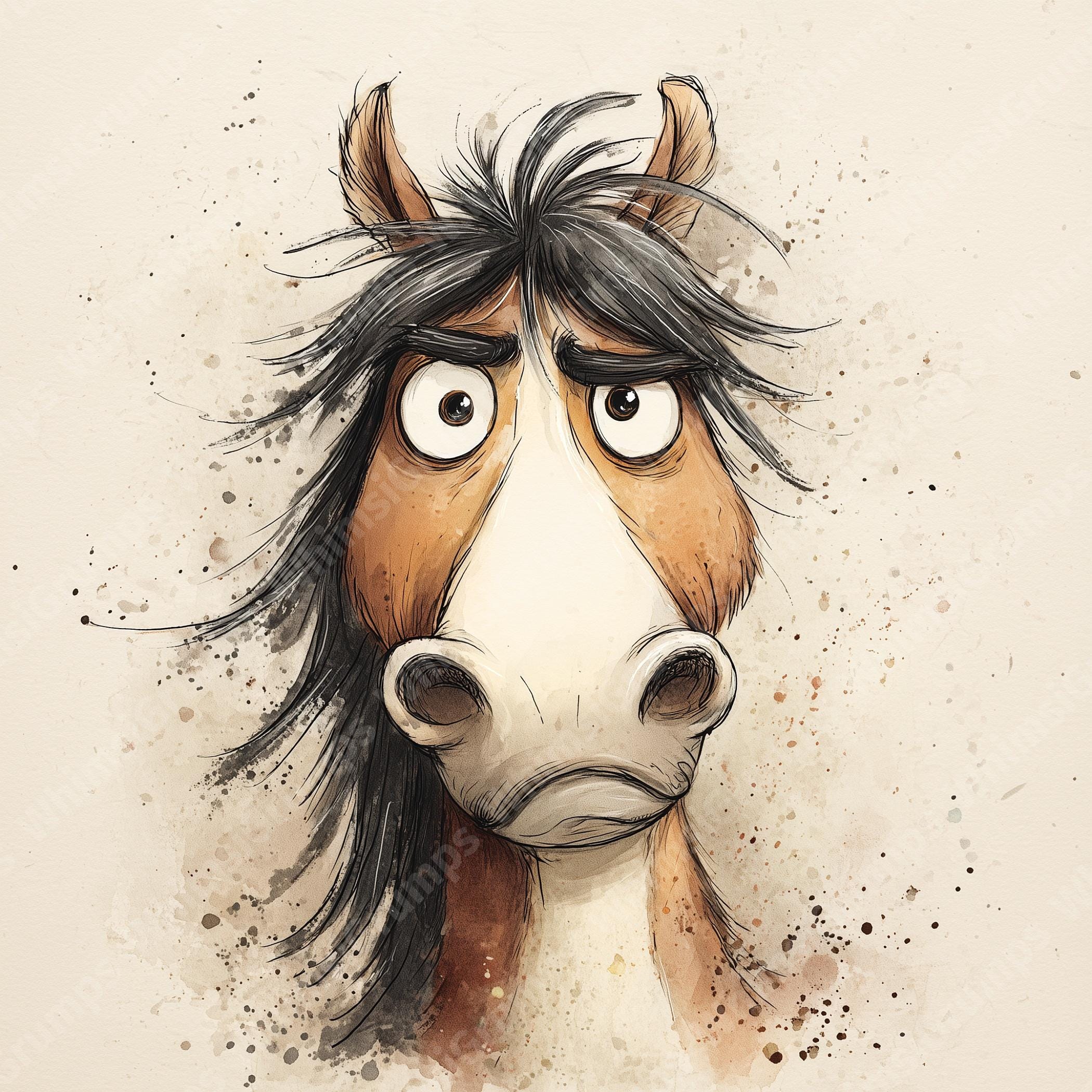 10 Grumpy Horse Clipart Bundle, Watercolor Sarcastic Quirky Silly ...