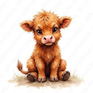 Highland Cow commercial, aquarel knorrige koe clipartbundel, grappige boerderijdieren kunst, sarcastische koe ontwerpen voor POD, stickers