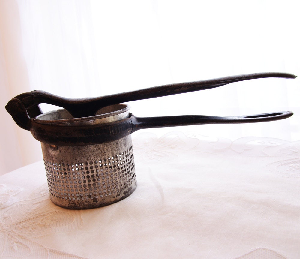 Vintage Antique Potato Ricer Masher Cast Iron Handle Rustic Etsy