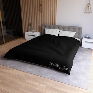 A Pretty Girls Duvet Cover - For Cozy Bedrooms, Luxury Bedding, Cute Bedding, Black Bedding Set, Clean Girl Bedding