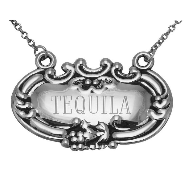 Tequila Liquor Decanter Label / Tag - Sterling Silver