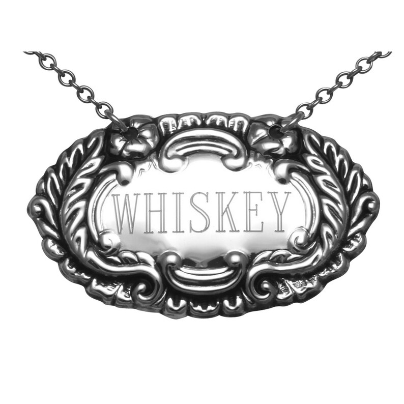 Whiskey Liquor Decanter Label / Tag Sterling Silver Etsy