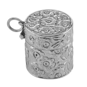 Victorian Style Floral Sewing Thimble Case in Fine Sterling Silver