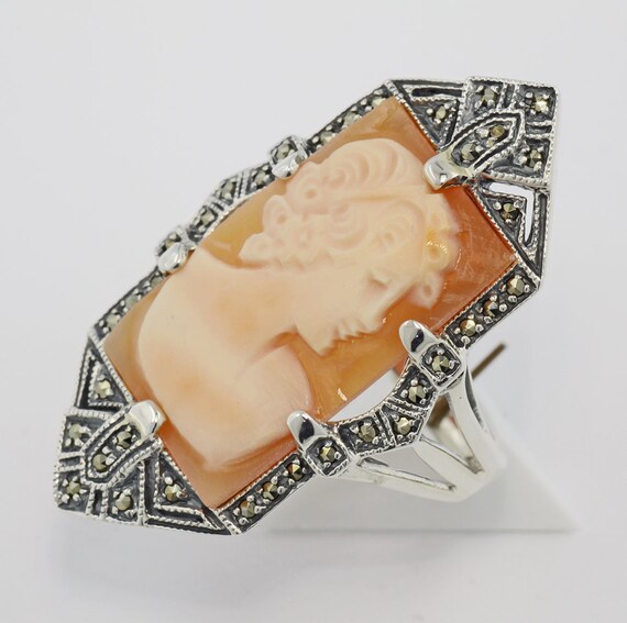 Details about   Handcarved  cameo set into a Italian sterling ring adjustable to 8.25 