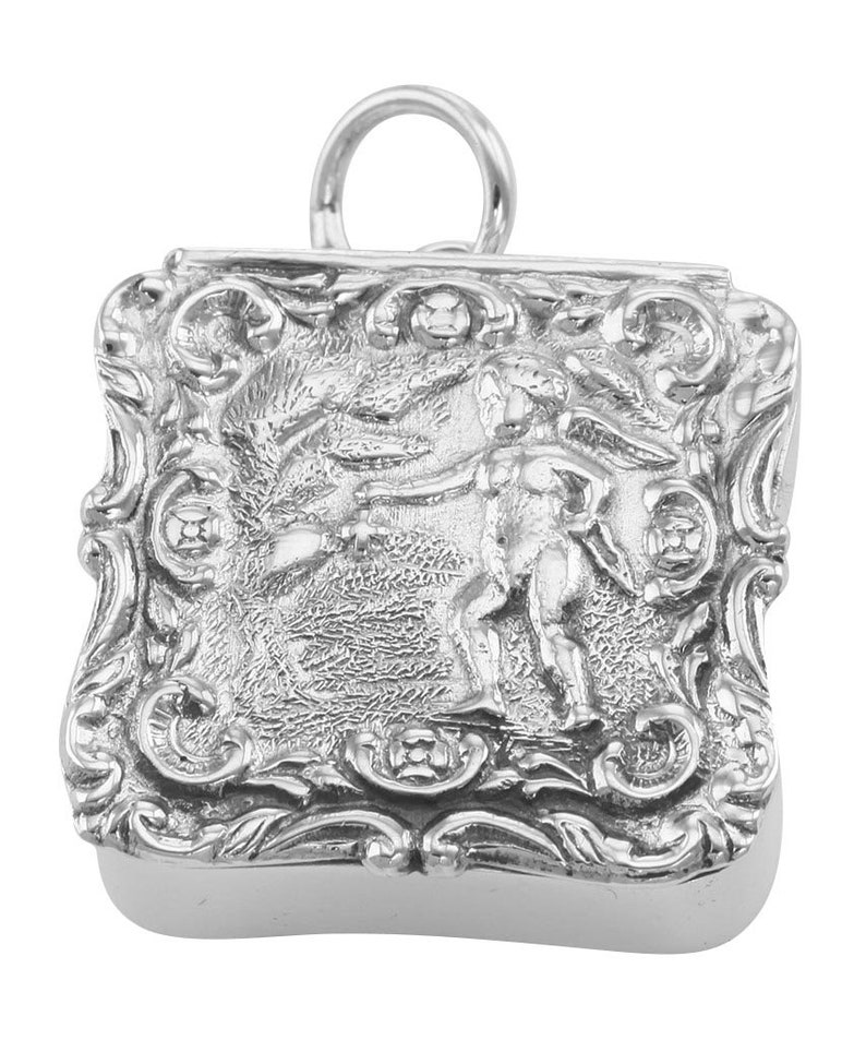 Sterling Silver Antique Style Angel Keepsake Pillbox
