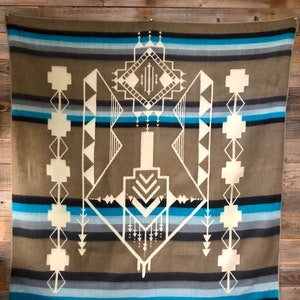ALPACA THROW BLANKET  reversible ethnic native pattern ceremony wedding gift  traveling size kids Gray Beige Blue Turquoise medicine blanket