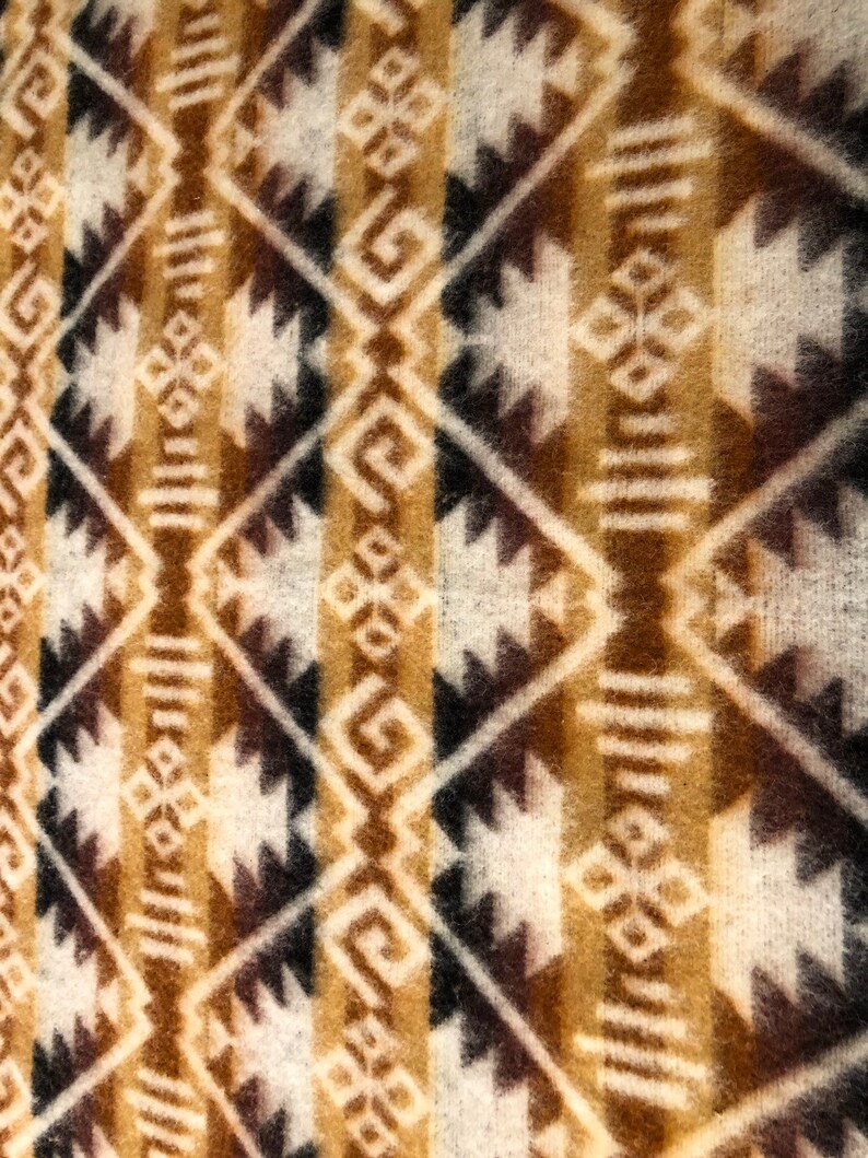 SOUTHWESTERN WOOL BLANKET Geometrical White Brown Mustard Etsy