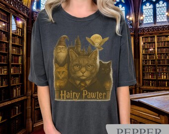 Hairy Pawter Cat T-Shirt: Funny Wizard Graphic Tee