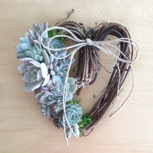 Gorgeous Succulent Heart Wreath, thank you gift, host gift, birthday gift, bereavement gift, succulent gift, sympathy gift, Valentines gift image 3