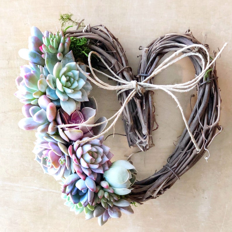 Gorgeous Succulent Heart Wreath, thank you gift, host gift, birthday gift, bereavement gift, succulent gift, sympathy gift, Valentines gift image 4