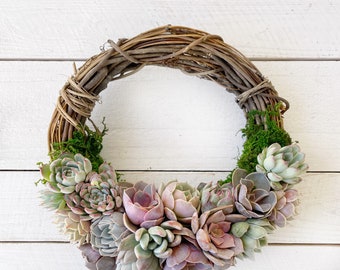 10" Succulent trimmed grapevine Wreath, hostess wreath, trending decor, grapevine, birthday gift, housewarming gift, teacher's gift!