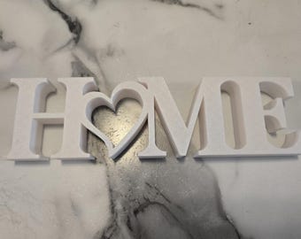 Letters Home Decor with Heart – Modern 3D Printed HOME Sign