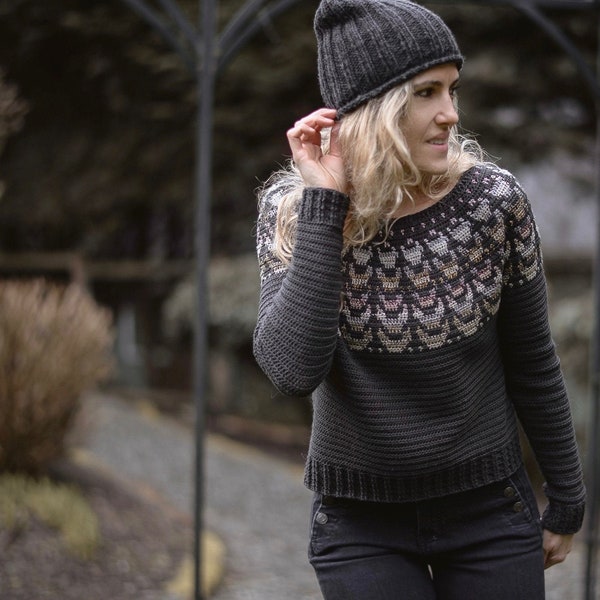 CROCHET PATTERN-The Quill Sweater (1/2, 3/4, 5/6, 7/8, 9/10, 11/13, x-s, s, s/m, m, m/l, l, x-l, xxl, 2xl-3xl)