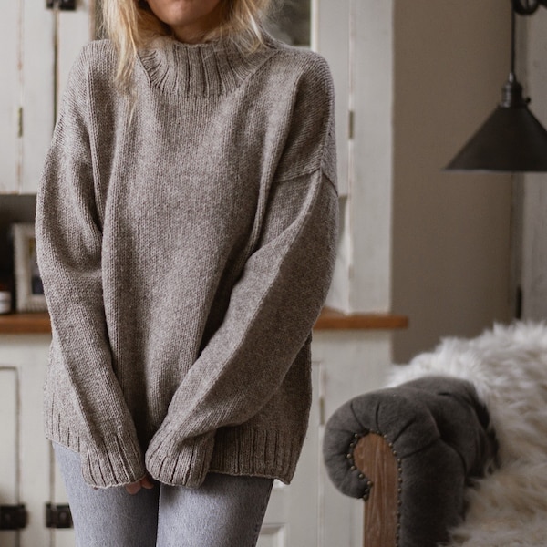 PATRÓN DE TEJIDO-The Weathers Sweater (3/4, 5/7, 8/10, 12/14, x-small, pequeño, mediano, grande, x-l, xx-l, 3x-l, 4x-l, 5x-l , 6x-l)