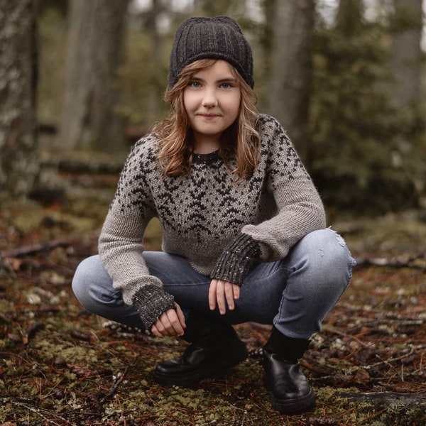 KNITTING PATTERN-The Wolvin Sweater (2/3, 4/5, 6/7, 8/10, 11/13, x-s, s, m, l, x-l, xxl, 3xl, 4xl)