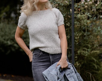 KNITTING PATTERN-The Faye Tee (1/2, 3/4, 5/6, 7/8, 9/10, 11/13, x-s, s, m, m/l, l, x-l, xx-l, 3x-l, 4x-l)