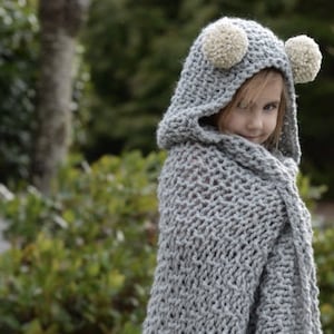 KNITTING PATTERN Benton Hooded Blanket x-small, small, medium, large and x-large sizes image 1