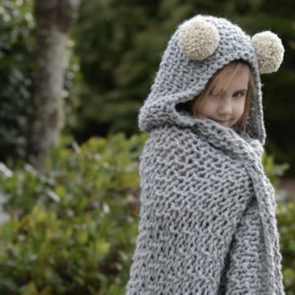 KNITTING PATTERN - Benton Hooded Blanket (x-small, small, medium, large and x-large sizes)