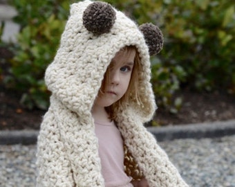 CROCHET PATTERN - Bronson Hooded Blanket (x-small, small, medium, large and x-large sizes)