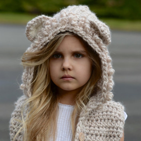 CROCHET PATTERN - Lanstyn Lion Hooded Vest (2, 3/4, 5/7, 8/10, 11/13, 14/16, S/M, L/XL)