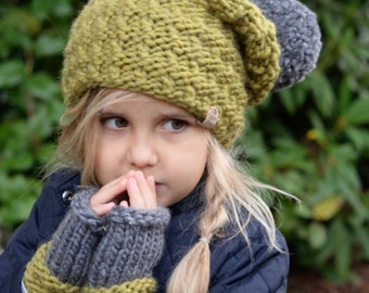 Knitting PATTERN-The Arwyn Hat/Mitt  Set (Toddler, Child, Adult sizes)