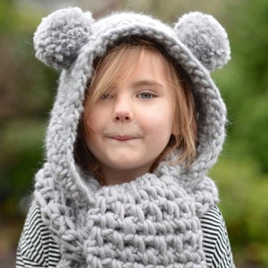 Crochet PATTERN-The Zolta Hooded Scarf 12/18 months, Toddler, Child, Teen, Adult sizes image 1