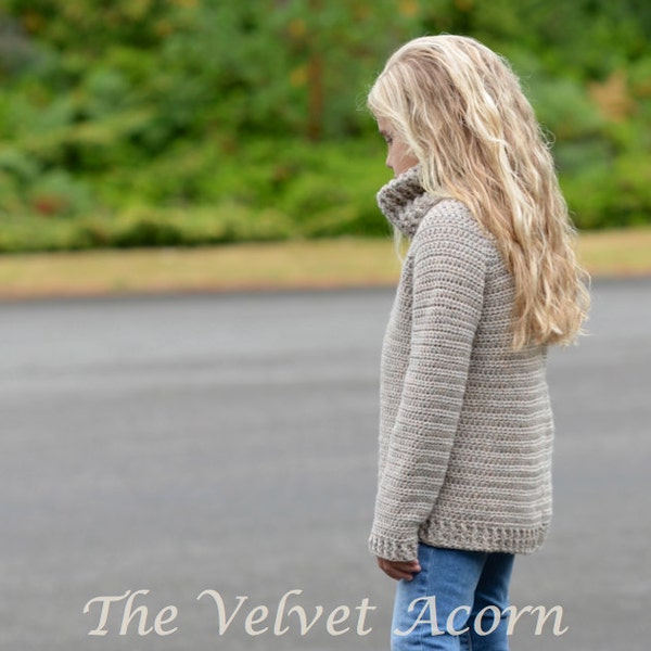 CROCHET PATTERN-The Portlynn Pullover 12/18m, 2, 3, 4/5, 6/7, 8/10, 12/14, xs, s, s/m, m, l, xl, xxl, 3xl, 4xl