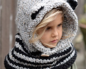 Knitting PATTERN-The Ryder Raccoon Cowl (12/18m, Toddler,Child, Adult sizes)