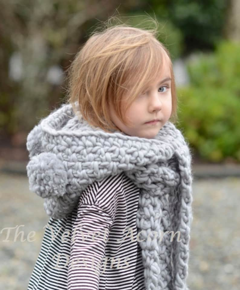 Crochet PATTERN-The Zolta Hooded Scarf 12/18 months, Toddler, Child, Teen, Adult sizes image 3