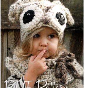 Crochet PATTERN-The Odette Owl Set Toddler, Child and Adult sizes image 1