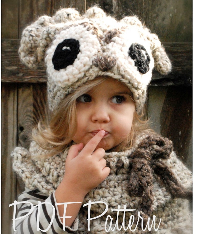 Crochet PATTERN-The Odette Owl Set Toddler, Child and Adult sizes image 1